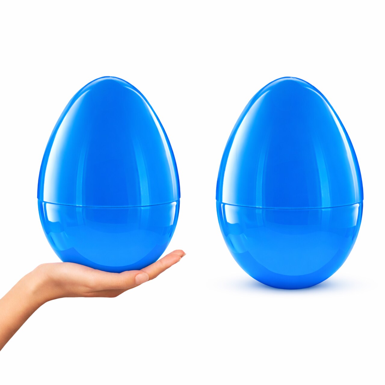 Set of 2 Blue Giant Jumbo Large Size Fillable Plastic Easter Eggs 10 Inches